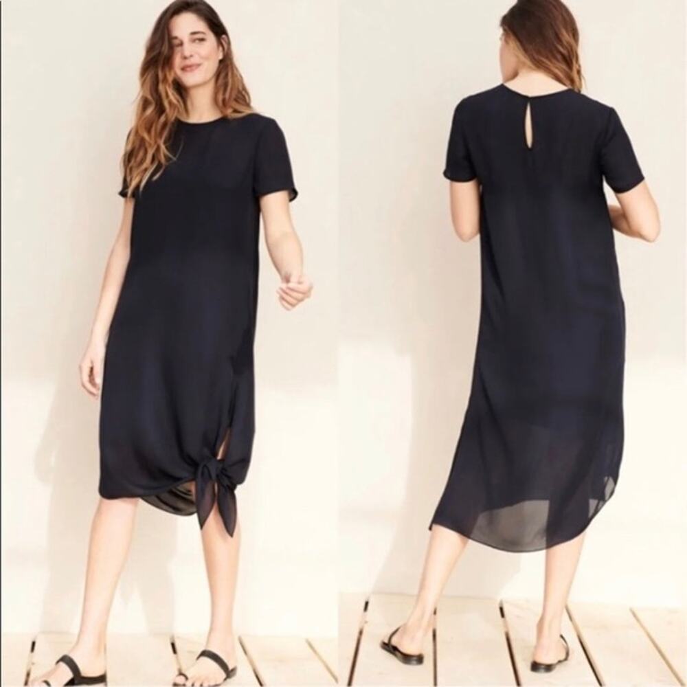 Jenni Kayne Navy Silk Tie Shift Dress Size XS‎